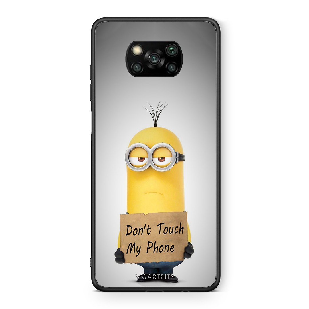 Θήκη Xiaomi Poco X3 Minion Text από τη Smartfits με σχέδιο στο πίσω μέρος και μαύρο περίβλημα | Xiaomi Poco X3 Minion Text case with colorful back and black bezels