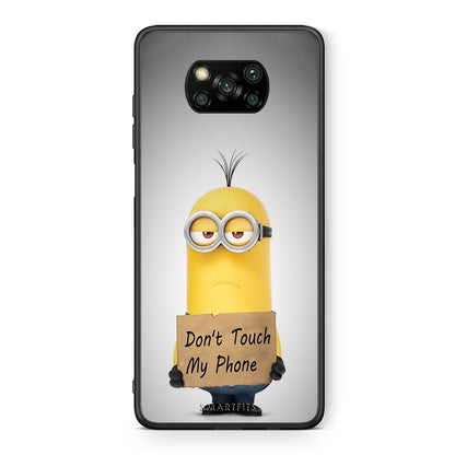 Θήκη Xiaomi Poco X3 Minion Text από τη Smartfits με σχέδιο στο πίσω μέρος και μαύρο περίβλημα | Xiaomi Poco X3 Minion Text case with colorful back and black bezels