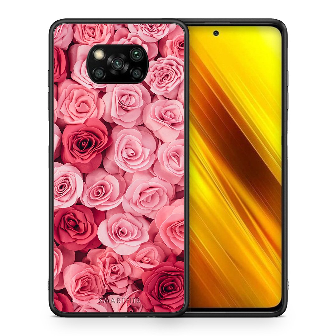 Θήκη Xiaomi Poco X3 RoseGarden Valentine από τη Smartfits με σχέδιο στο πίσω μέρος και μαύρο περίβλημα | Xiaomi Poco X3 RoseGarden Valentine case with colorful back and black bezels