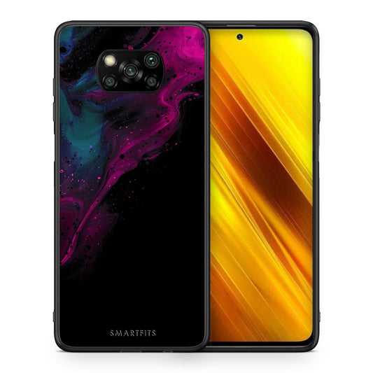 Θήκη Xiaomi Poco X3 Pink Black Watercolor από τη Smartfits με σχέδιο στο πίσω μέρος και μαύρο περίβλημα | Xiaomi Poco X3 Pink Black Watercolor case with colorful back and black bezels