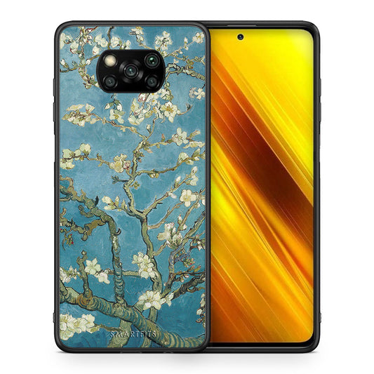Θήκη Xiaomi Poco X3 White Blossoms από τη Smartfits με σχέδιο στο πίσω μέρος και μαύρο περίβλημα | Xiaomi Poco X3 White Blossoms case with colorful back and black bezels