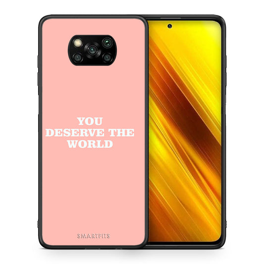 Θήκη Αγίου Βαλεντίνου Xiaomi Poco X3 You Deserve The World από τη Smartfits με σχέδιο στο πίσω μέρος και μαύρο περίβλημα | Xiaomi Poco X3 You Deserve The World case with colorful back and black bezels