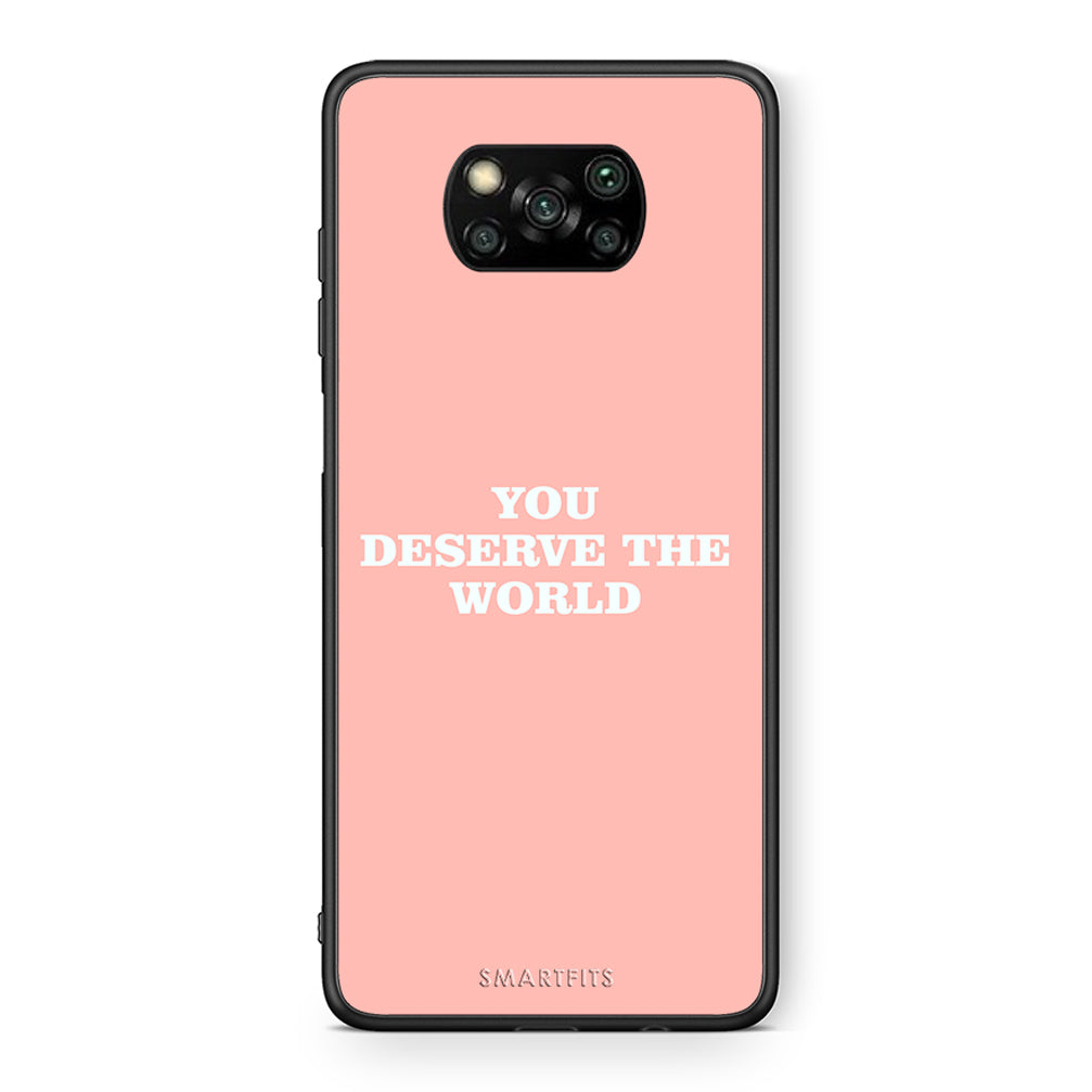 Θήκη Αγίου Βαλεντίνου Xiaomi Poco X3 You Deserve The World από τη Smartfits με σχέδιο στο πίσω μέρος και μαύρο περίβλημα | Xiaomi Poco X3 You Deserve The World case with colorful back and black bezels