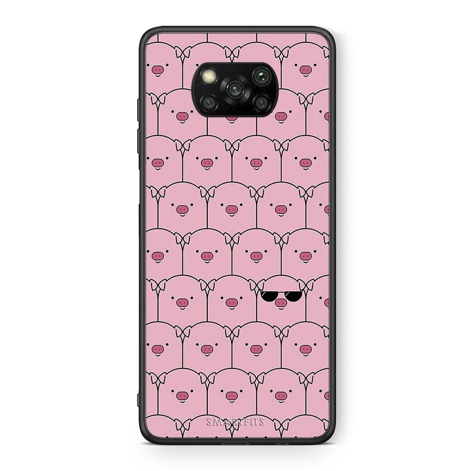 Θήκη Xiaomi Poco X3 Pig Glasses από τη Smartfits με σχέδιο στο πίσω μέρος και μαύρο περίβλημα | Xiaomi Poco X3 Pig Glasses case with colorful back and black bezels