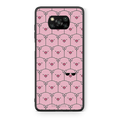 Θήκη Xiaomi Poco X3 Pig Glasses από τη Smartfits με σχέδιο στο πίσω μέρος και μαύρο περίβλημα | Xiaomi Poco X3 Pig Glasses case with colorful back and black bezels