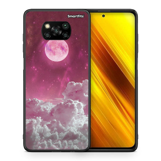 Θήκη Xiaomi Poco X3 Pink Moon από τη Smartfits με σχέδιο στο πίσω μέρος και μαύρο περίβλημα | Xiaomi Poco X3 Pink Moon case with colorful back and black bezels