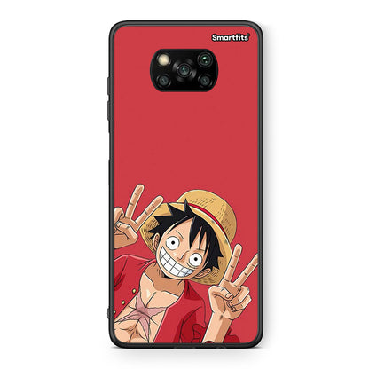 Θήκη Xiaomi Poco X3 Pirate Luffy από τη Smartfits με σχέδιο στο πίσω μέρος και μαύρο περίβλημα | Xiaomi Poco X3 Pirate Luffy case with colorful back and black bezels