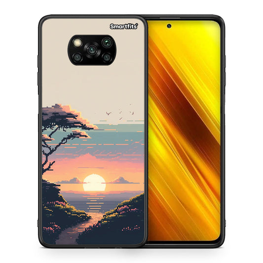 Θήκη Xiaomi Poco X3 Pixel Sunset από τη Smartfits με σχέδιο στο πίσω μέρος και μαύρο περίβλημα | Xiaomi Poco X3 Pixel Sunset case with colorful back and black bezels