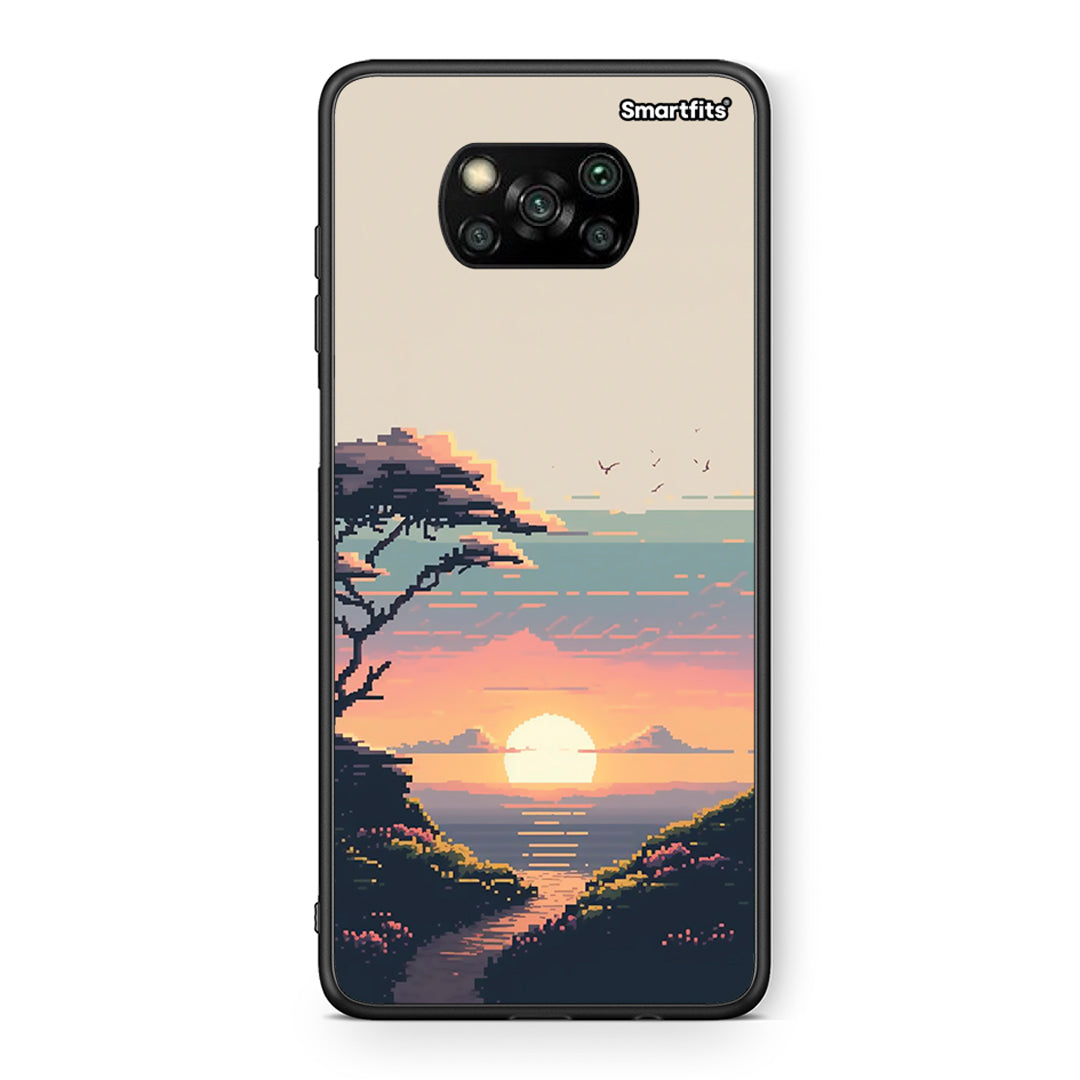 Θήκη Xiaomi Poco X3 Pixel Sunset από τη Smartfits με σχέδιο στο πίσω μέρος και μαύρο περίβλημα | Xiaomi Poco X3 Pixel Sunset case with colorful back and black bezels