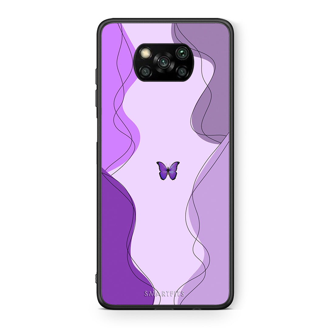 Θήκη Αγίου Βαλεντίνου Xiaomi Poco X3 Purple Mariposa από τη Smartfits με σχέδιο στο πίσω μέρος και μαύρο περίβλημα | Xiaomi Poco X3 Purple Mariposa case with colorful back and black bezels