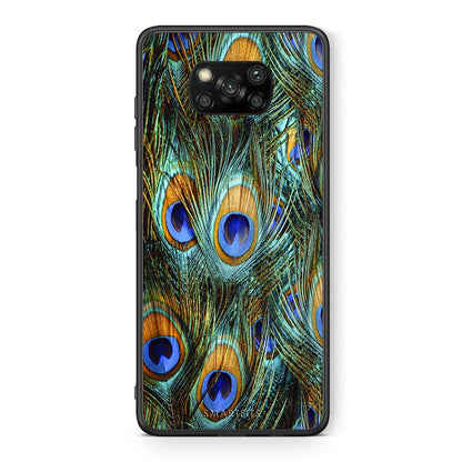 Θήκη Xiaomi Poco X3 Real Peacock Feathers από τη Smartfits με σχέδιο στο πίσω μέρος και μαύρο περίβλημα | Xiaomi Poco X3 Real Peacock Feathers case with colorful back and black bezels
