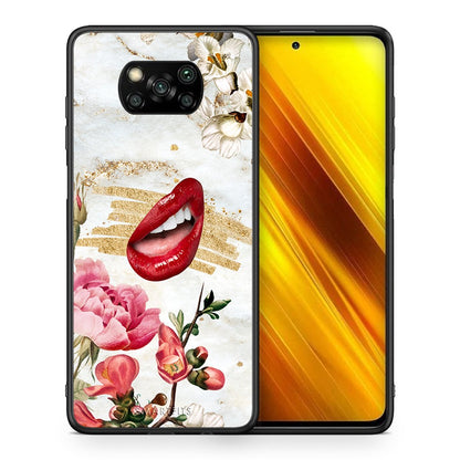 Θήκη Xiaomi Poco X3 Red Lips από τη Smartfits με σχέδιο στο πίσω μέρος και μαύρο περίβλημα | Xiaomi Poco X3 Red Lips case with colorful back and black bezels