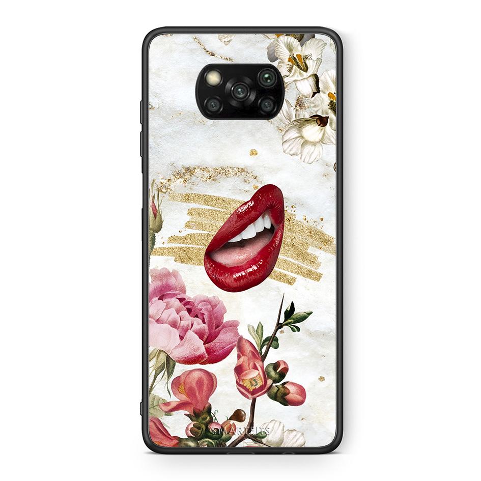 Θήκη Xiaomi Poco X3 Red Lips από τη Smartfits με σχέδιο στο πίσω μέρος και μαύρο περίβλημα | Xiaomi Poco X3 Red Lips case with colorful back and black bezels