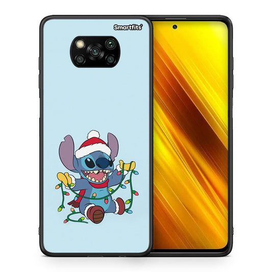 Θήκη Xiaomi Poco X3 Santa Stich από τη Smartfits με σχέδιο στο πίσω μέρος και μαύρο περίβλημα | Xiaomi Poco X3 Santa Stich case with colorful back and black bezels
