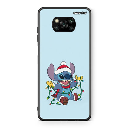 Θήκη Xiaomi Poco X3 Santa Stich από τη Smartfits με σχέδιο στο πίσω μέρος και μαύρο περίβλημα | Xiaomi Poco X3 Santa Stich case with colorful back and black bezels