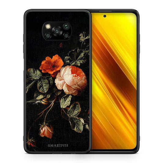 Θήκη Xiaomi Poco X3 Vintage Roses από τη Smartfits με σχέδιο στο πίσω μέρος και μαύρο περίβλημα | Xiaomi Poco X3 Vintage Roses case with colorful back and black bezels