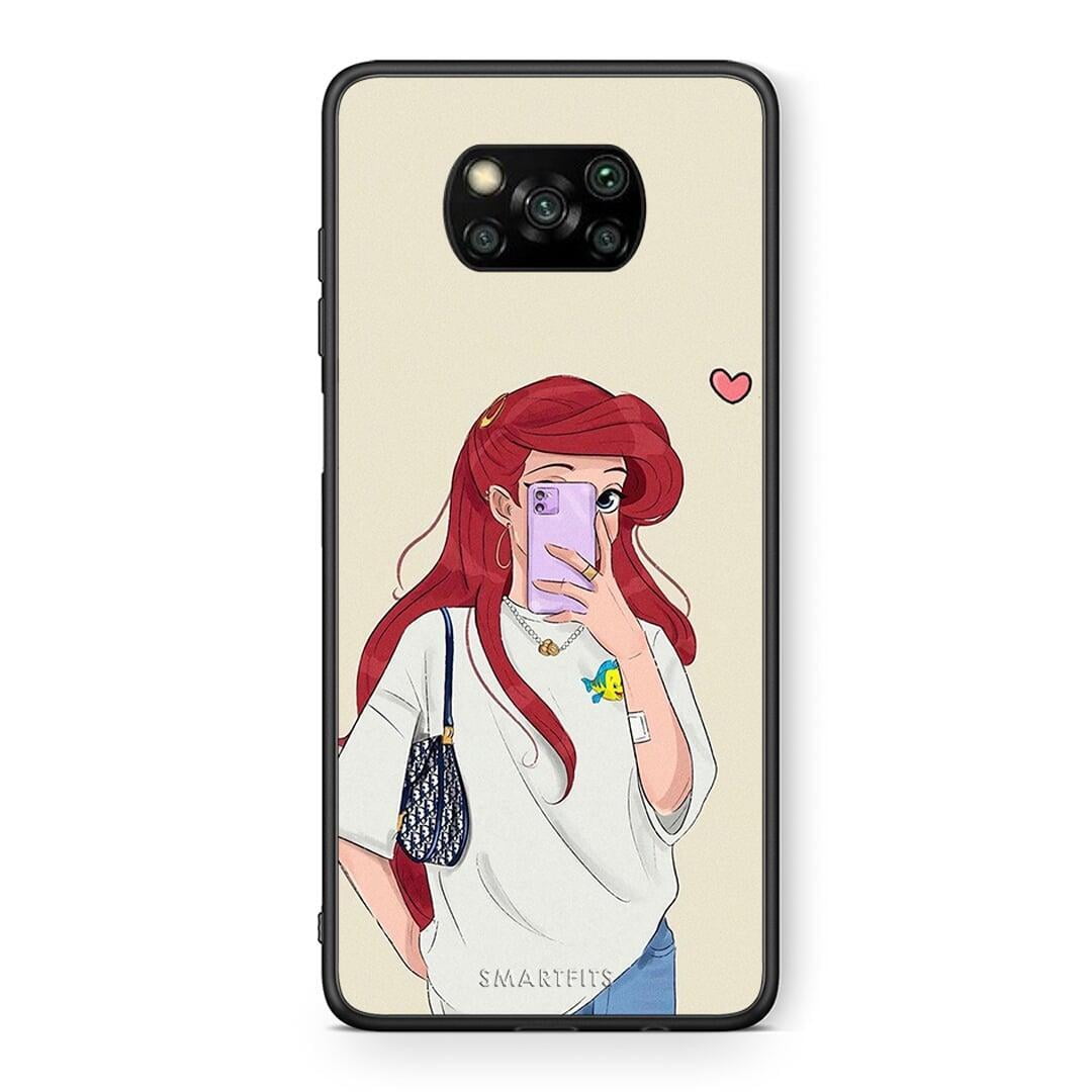 Θήκη Xiaomi Poco X3 Walking Mermaid από τη Smartfits με σχέδιο στο πίσω μέρος και μαύρο περίβλημα | Xiaomi Poco X3 Walking Mermaid case with colorful back and black bezels