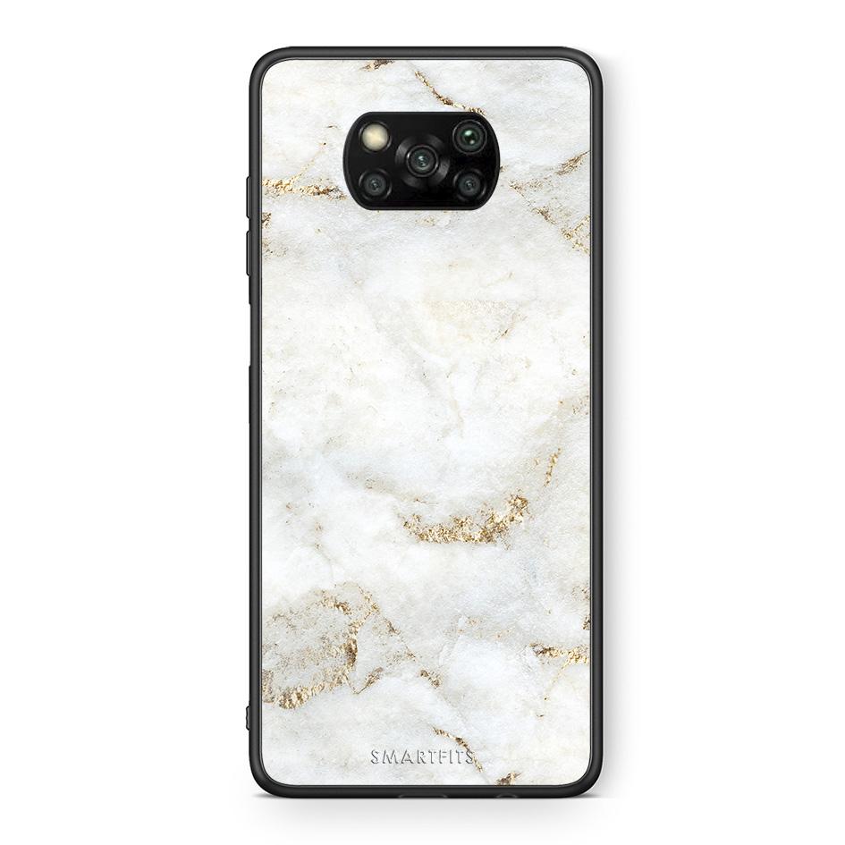 Θήκη Xiaomi Poco X3 White Gold Marble από τη Smartfits με σχέδιο στο πίσω μέρος και μαύρο περίβλημα | Xiaomi Poco X3 White Gold Marble case with colorful back and black bezels