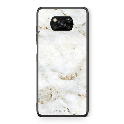 Θήκη Xiaomi Poco X3 White Gold Marble από τη Smartfits με σχέδιο στο πίσω μέρος και μαύρο περίβλημα | Xiaomi Poco X3 White Gold Marble case with colorful back and black bezels