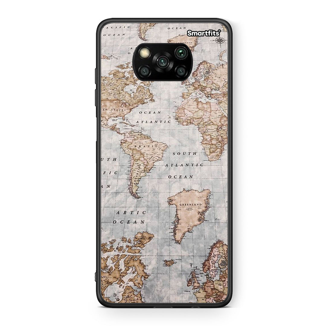Θήκη Xiaomi Poco X3 World Map από τη Smartfits με σχέδιο στο πίσω μέρος και μαύρο περίβλημα | Xiaomi Poco X3 World Map case with colorful back and black bezels