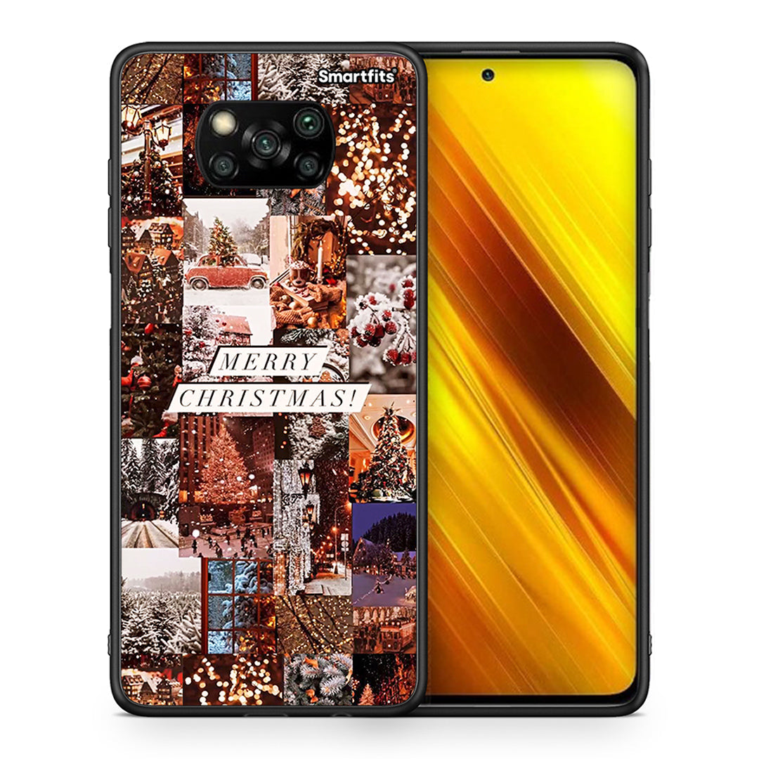 Θήκη Xiaomi Poco X3 Xmas Collage από τη Smartfits με σχέδιο στο πίσω μέρος και μαύρο περίβλημα | Xiaomi Poco X3 Xmas Collage case with colorful back and black bezels