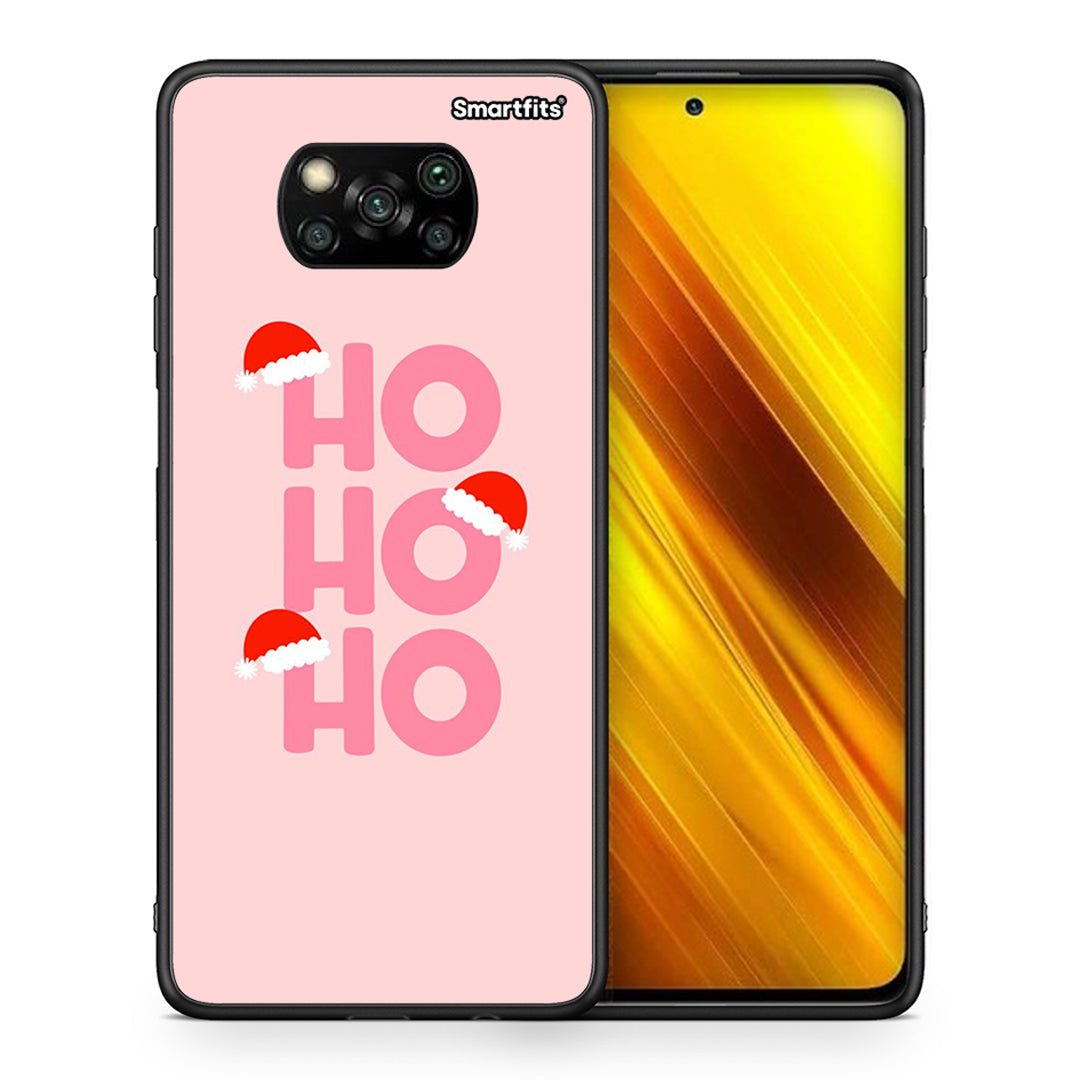 Θήκη Xiaomi Poco X3 Xmas Ho Ho Ho από τη Smartfits με σχέδιο στο πίσω μέρος και μαύρο περίβλημα | Xiaomi Poco X3 Xmas Ho Ho Ho case with colorful back and black bezels