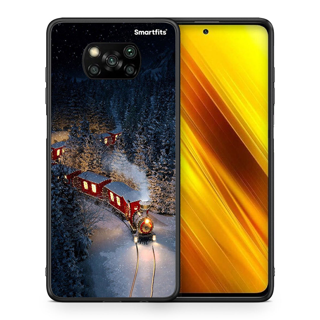 Θήκη Xiaomi Poco X3 Xmas Train από τη Smartfits με σχέδιο στο πίσω μέρος και μαύρο περίβλημα | Xiaomi Poco X3 Xmas Train case with colorful back and black bezels