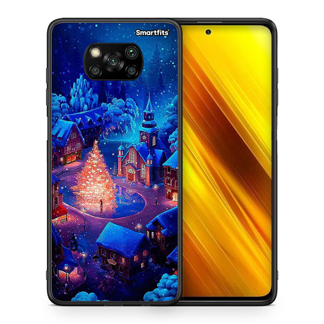 Θήκη Xiaomi Poco X3 Xmas Village από τη Smartfits με σχέδιο στο πίσω μέρος και μαύρο περίβλημα | Xiaomi Poco X3 Xmas Village case with colorful back and black bezels