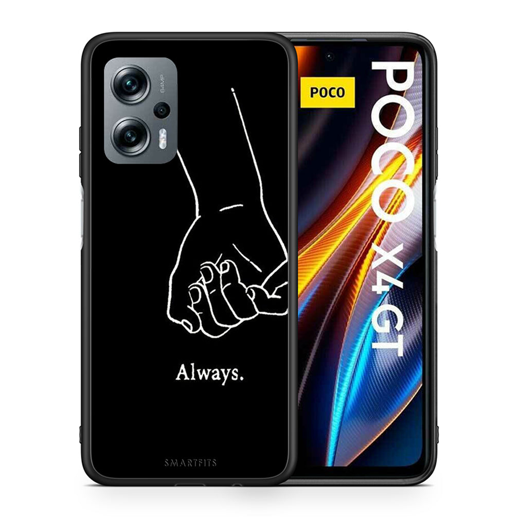 Θήκη Αγίου Βαλεντίνου Xiaomi Poco X4 GT Always & Forever 1 από τη Smartfits με σχέδιο στο πίσω μέρος και μαύρο περίβλημα | Xiaomi Poco X4 GT Always & Forever 1 case with colorful back and black bezels