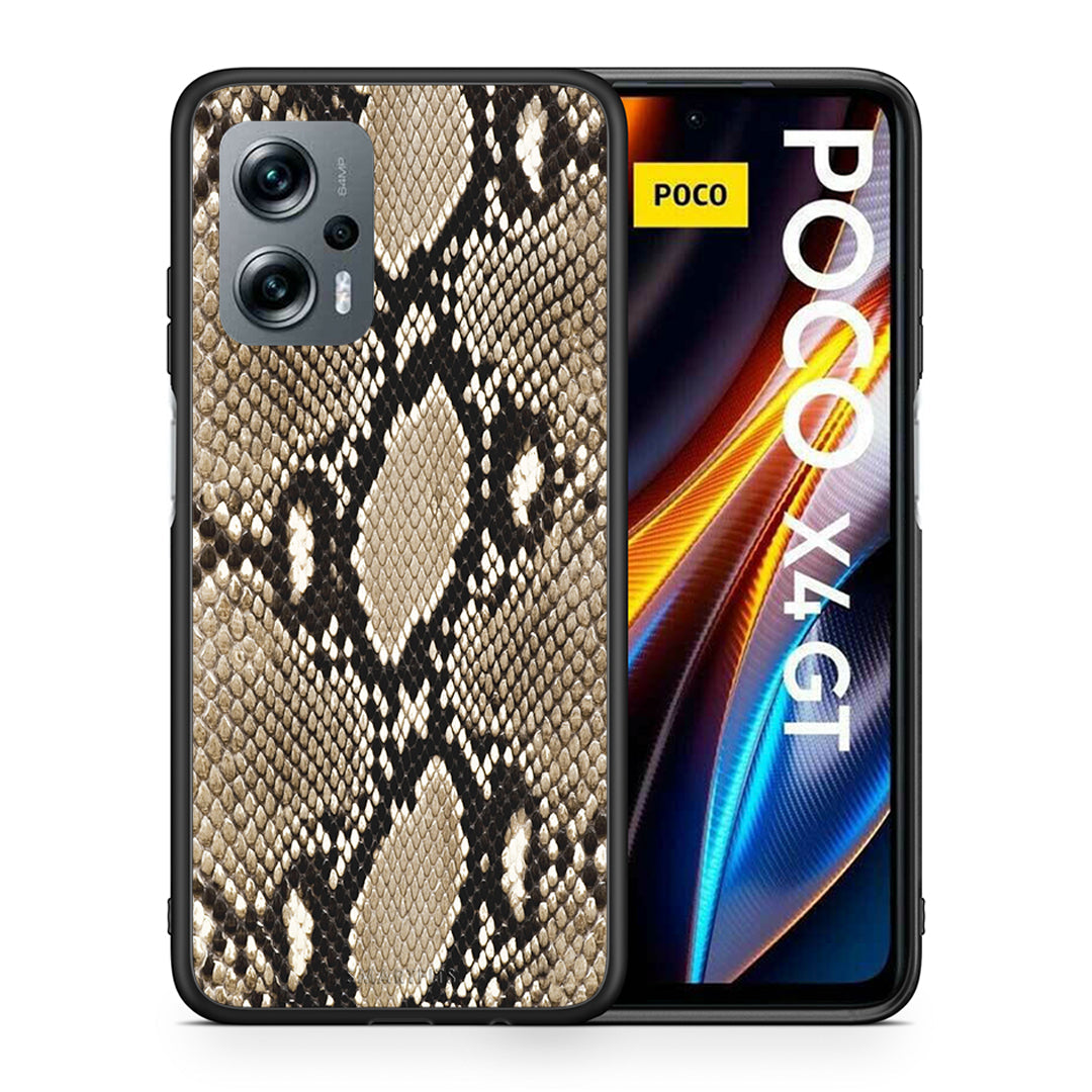 Θήκη Xiaomi Poco X4 GT Fashion Snake Animal από τη Smartfits με σχέδιο στο πίσω μέρος και μαύρο περίβλημα | Xiaomi Poco X4 GT Fashion Snake Animal case with colorful back and black bezels