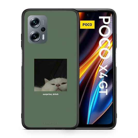 Θήκη Xiaomi Poco X4 GT Bitch Surprise από τη Smartfits με σχέδιο στο πίσω μέρος και μαύρο περίβλημα | Xiaomi Poco X4 GT Bitch Surprise case with colorful back and black bezels