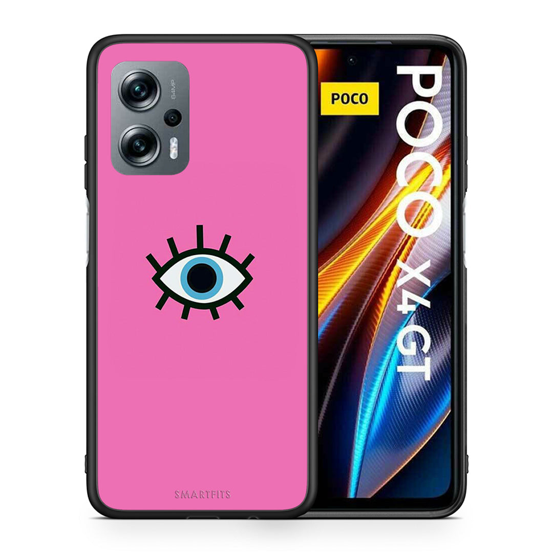 Θήκη Xiaomi Poco X4 GT Blue Eye Pink από τη Smartfits με σχέδιο στο πίσω μέρος και μαύρο περίβλημα | Xiaomi Poco X4 GT Blue Eye Pink case with colorful back and black bezels