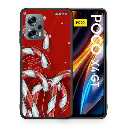 Θήκη Xiaomi Poco X4 GT Candy Cane από τη Smartfits με σχέδιο στο πίσω μέρος και μαύρο περίβλημα | Xiaomi Poco X4 GT Candy Cane case with colorful back and black bezels