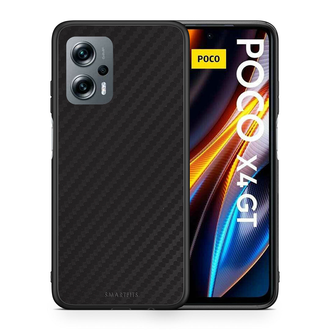 Θήκη Xiaomi Poco X4 GT Black Carbon από τη Smartfits με σχέδιο στο πίσω μέρος και μαύρο περίβλημα | Xiaomi Poco X4 GT Black Carbon case with colorful back and black bezels