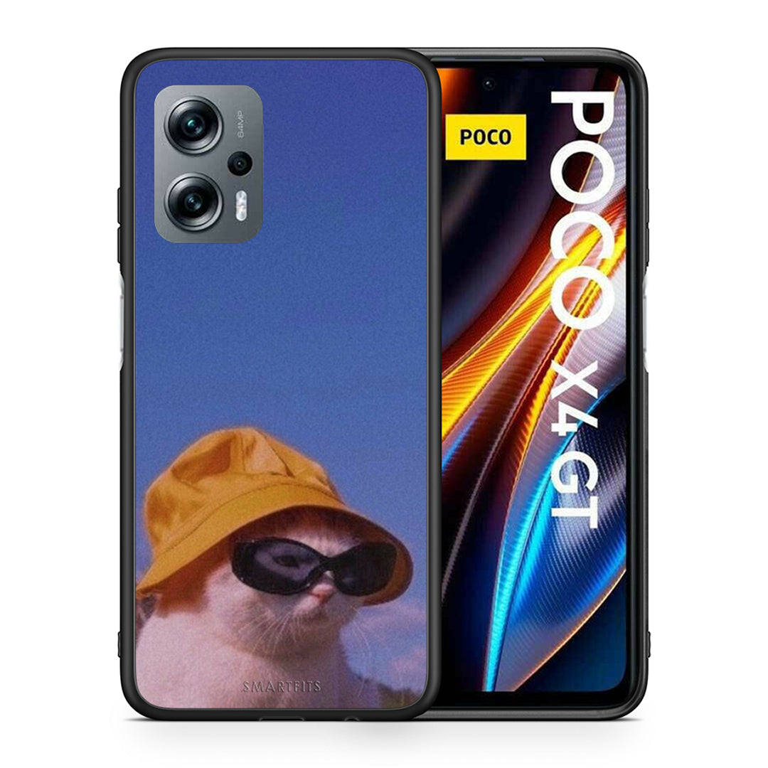 Θήκη Xiaomi Poco X4 GT Cat Diva από τη Smartfits με σχέδιο στο πίσω μέρος και μαύρο περίβλημα | Xiaomi Poco X4 GT Cat Diva case with colorful back and black bezels