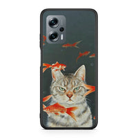 Thumbnail for Xiaomi Poco X4 GT Cat Goldfish θήκη από τη Smartfits με σχέδιο στο πίσω μέρος και μαύρο περίβλημα | Smartphone case with colorful back and black bezels by Smartfits