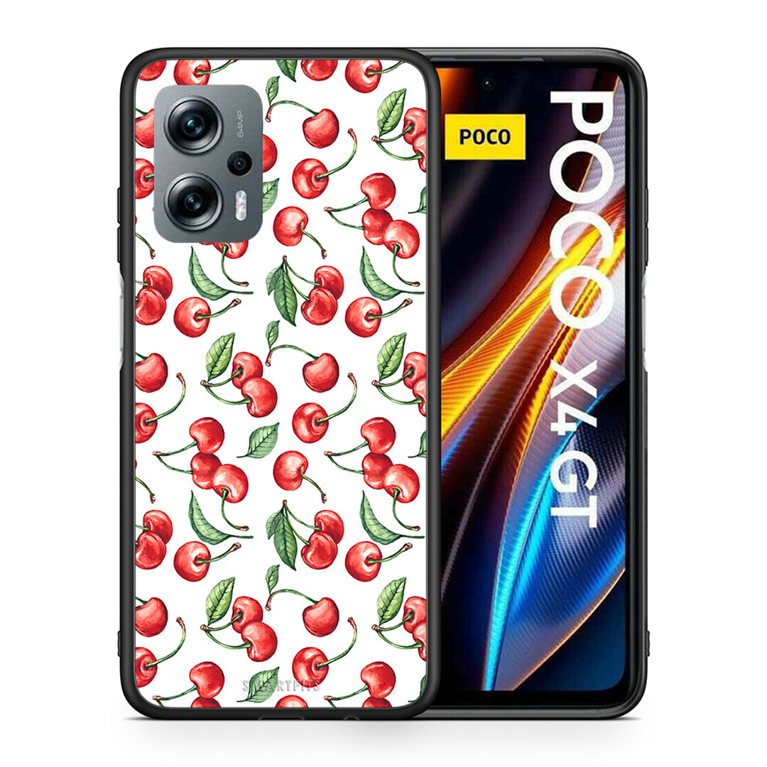 Θήκη Xiaomi Poco X4 GT Cherry Summer από τη Smartfits με σχέδιο στο πίσω μέρος και μαύρο περίβλημα | Xiaomi Poco X4 GT Cherry Summer case with colorful back and black bezels