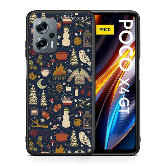 Θήκη Xiaomi Poco X4 GT Christmas Elements από τη Smartfits με σχέδιο στο πίσω μέρος και μαύρο περίβλημα | Xiaomi Poco X4 GT Christmas Elements case with colorful back and black bezels