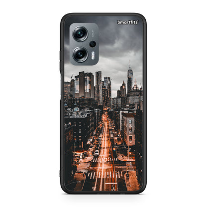 Xiaomi Poco X4 GT City Lights θήκη από τη Smartfits με σχέδιο στο πίσω μέρος και μαύρο περίβλημα | Smartphone case with colorful back and black bezels by Smartfits