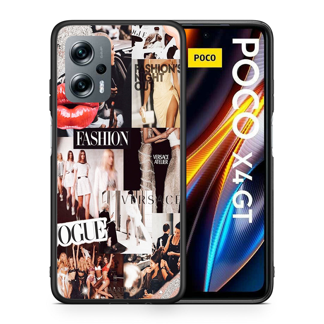 Θήκη Αγίου Βαλεντίνου Xiaomi Poco X4 GT Collage Fashion από τη Smartfits με σχέδιο στο πίσω μέρος και μαύρο περίβλημα | Xiaomi Poco X4 GT Collage Fashion case with colorful back and black bezels