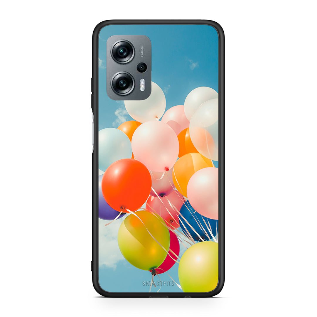 Xiaomi Poco X4 GT Colorful Balloons θήκη από τη Smartfits με σχέδιο στο πίσω μέρος και μαύρο περίβλημα | Smartphone case with colorful back and black bezels by Smartfits