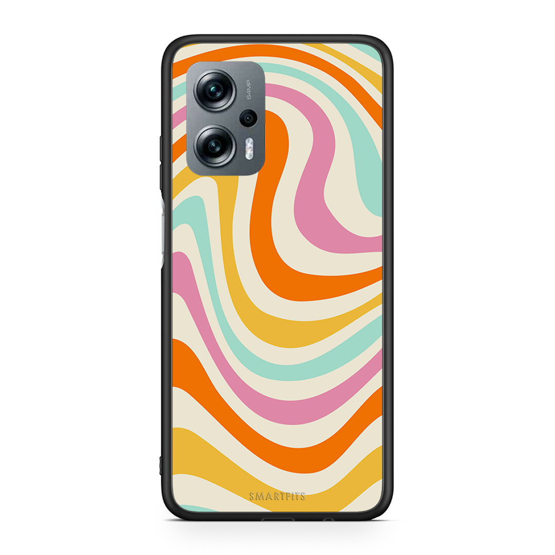 Xiaomi Poco X4 GT Colourful Waves θήκη από τη Smartfits με σχέδιο στο πίσω μέρος και μαύρο περίβλημα | Smartphone case with colorful back and black bezels by Smartfits