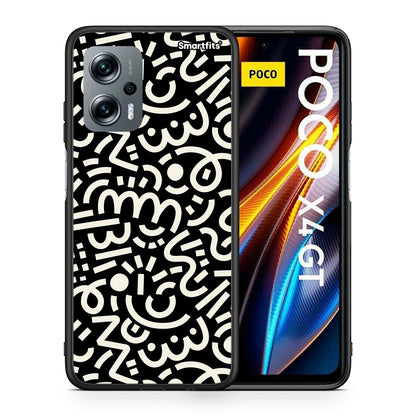 Θήκη Xiaomi Poco X4 GT Doodle Art από τη Smartfits με σχέδιο στο πίσω μέρος και μαύρο περίβλημα | Xiaomi Poco X4 GT Doodle Art case with colorful back and black bezels