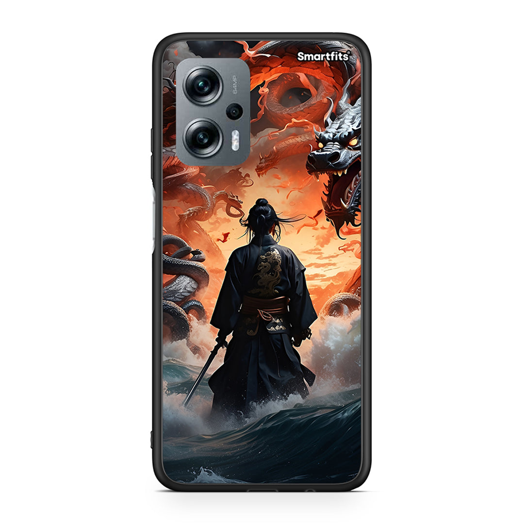 Xiaomi Poco X4 GT Dragons Fight θήκη από τη Smartfits με σχέδιο στο πίσω μέρος και μαύρο περίβλημα | Smartphone case with colorful back and black bezels by Smartfits