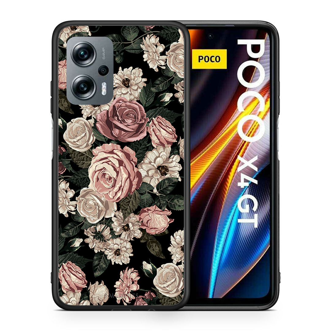 Θήκη Xiaomi Poco X4 GT Wild Roses Flower από τη Smartfits με σχέδιο στο πίσω μέρος και μαύρο περίβλημα | Xiaomi Poco X4 GT Wild Roses Flower case with colorful back and black bezels