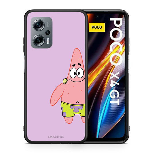 Θήκη Xiaomi Poco X4 GT Friends Patrick από τη Smartfits με σχέδιο στο πίσω μέρος και μαύρο περίβλημα | Xiaomi Poco X4 GT Friends Patrick case with colorful back and black bezels