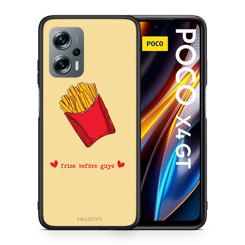 Θήκη Αγίου Βαλεντίνου Xiaomi Poco X4 GT Fries Before Guys από τη Smartfits με σχέδιο στο πίσω μέρος και μαύρο περίβλημα | Xiaomi Poco X4 GT Fries Before Guys case with colorful back and black bezels