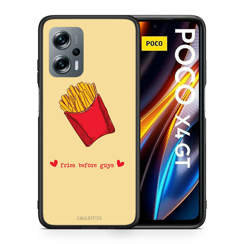 Θήκη Αγίου Βαλεντίνου Xiaomi Poco X4 GT Fries Before Guys από τη Smartfits με σχέδιο στο πίσω μέρος και μαύρο περίβλημα | Xiaomi Poco X4 GT Fries Before Guys case with colorful back and black bezels