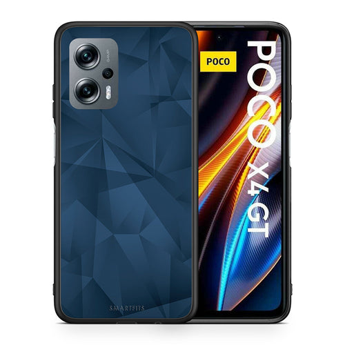 Θήκη Xiaomi Poco X4 GT Blue Abstract Geometric από τη Smartfits με σχέδιο στο πίσω μέρος και μαύρο περίβλημα | Xiaomi Poco X4 GT Blue Abstract Geometric case with colorful back and black bezels