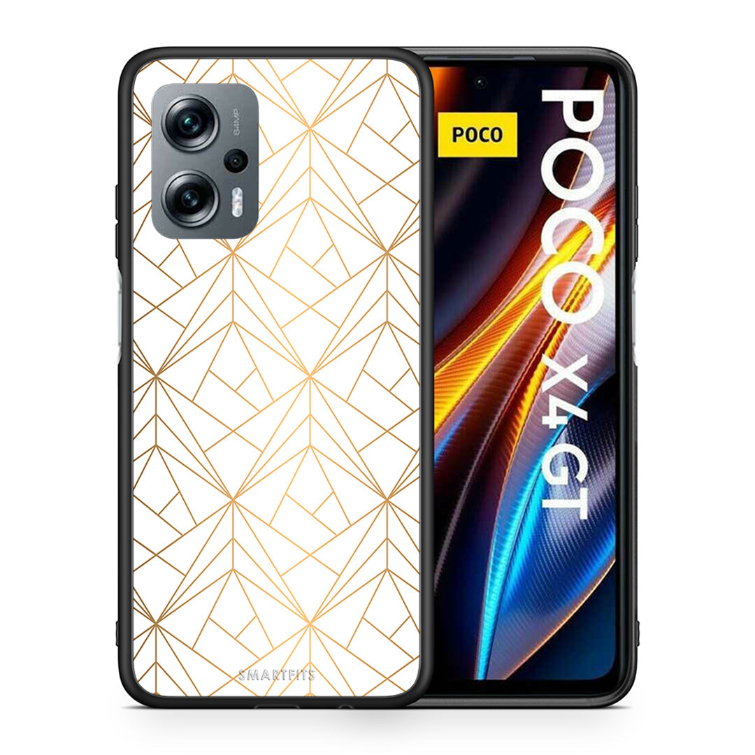 Θήκη Xiaomi Poco X4 GT Luxury White Geometric από τη Smartfits με σχέδιο στο πίσω μέρος και μαύρο περίβλημα | Xiaomi Poco X4 GT Luxury White Geometric case with colorful back and black bezels